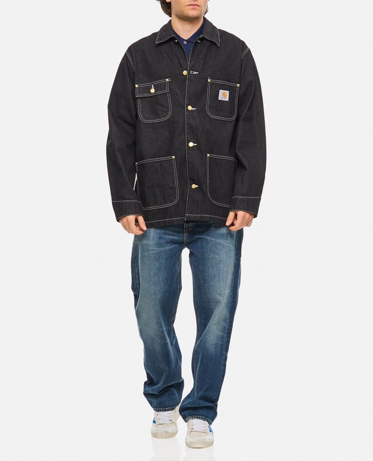 Carhartt Michigan Corduroy-trimmed Organic Cotton-canvas Chore Jacket In Black