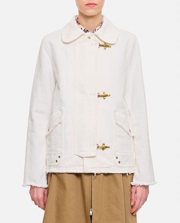 Fay Classic White Jacket With Collar And Gold-tone Hardware In White