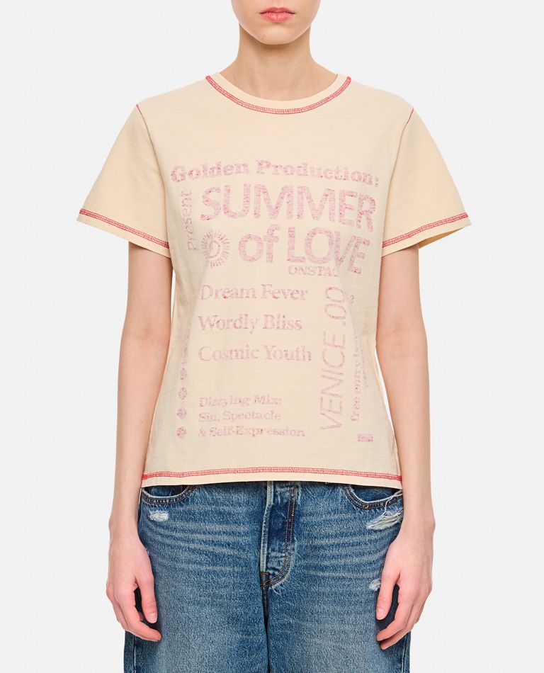 Golden Goose Journey-print Gauze Jersey Short-sleeve T-shirt In Red