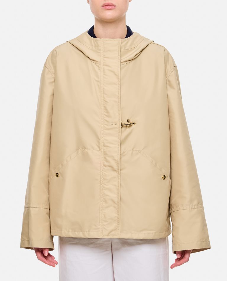 Fay Parka Corto Con Cappuccio Sfoderato Jacket In Beige