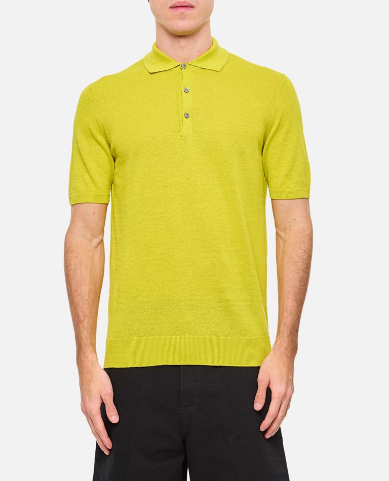 Drumohr Classic Knit Polo Shirt With Pointed Collar In Yellow