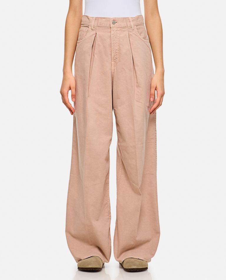 Haikure Wide High-waisted Jeans With Relaxed Fit And Pleat Details In Brown