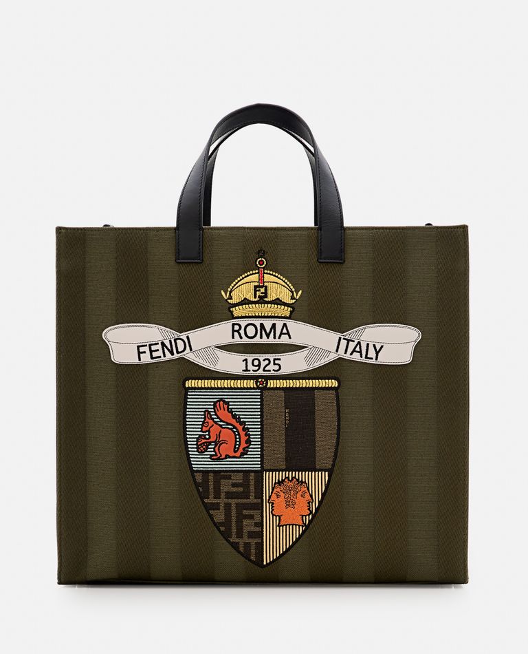 Fendi Structured Tote Bag With Detachable Strap And Top Handles In Brown