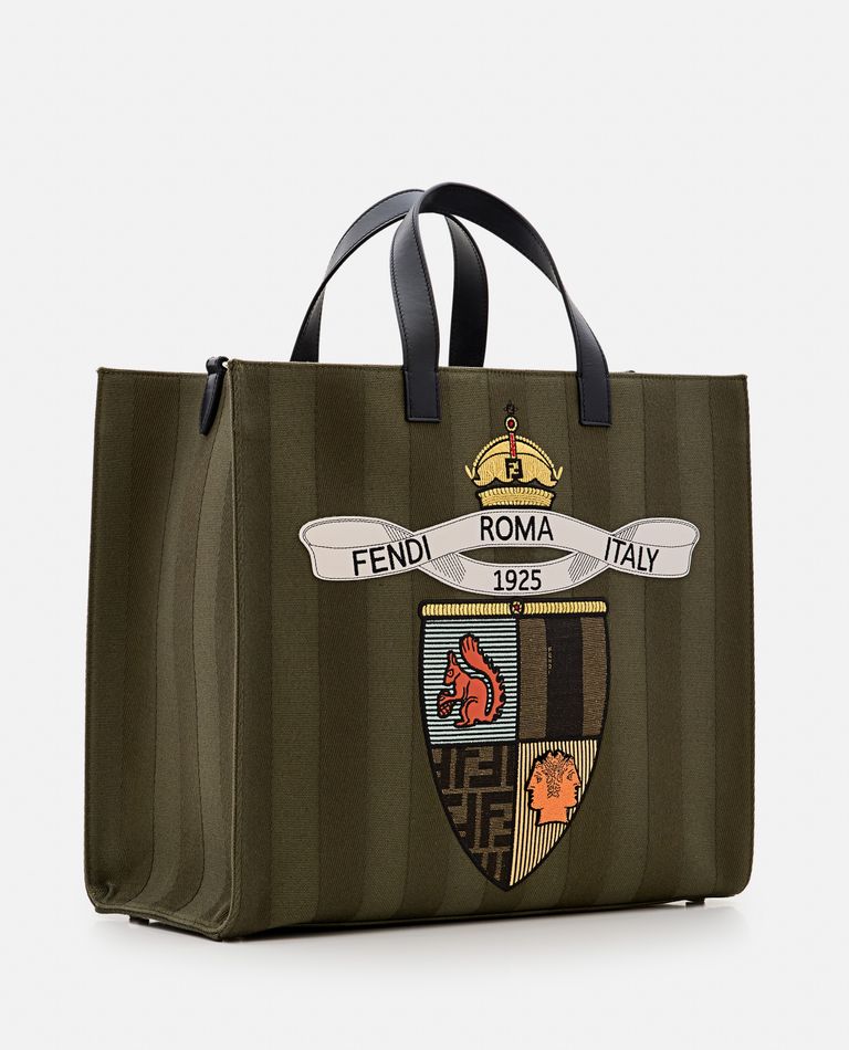 Fendi Structured Tote Bag With Detachable Strap And Top Handles In Brown
