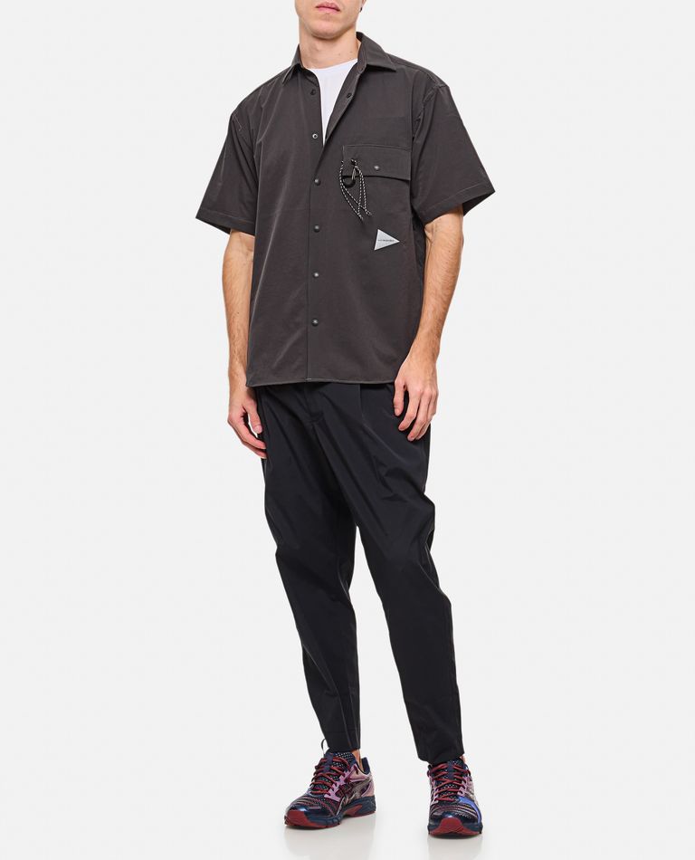 And Wander Short Sleeve Button-down Shirt With Welt Pocket In Black