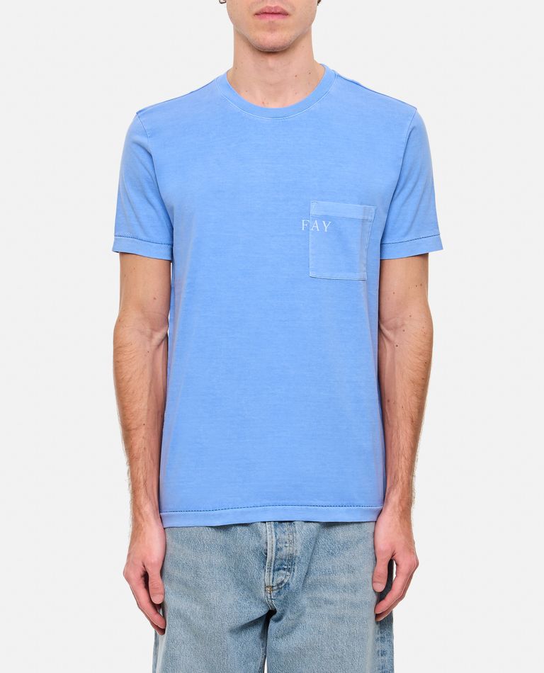 Fay T-shirt Jersey Satinata T-shirt In Sky Blue