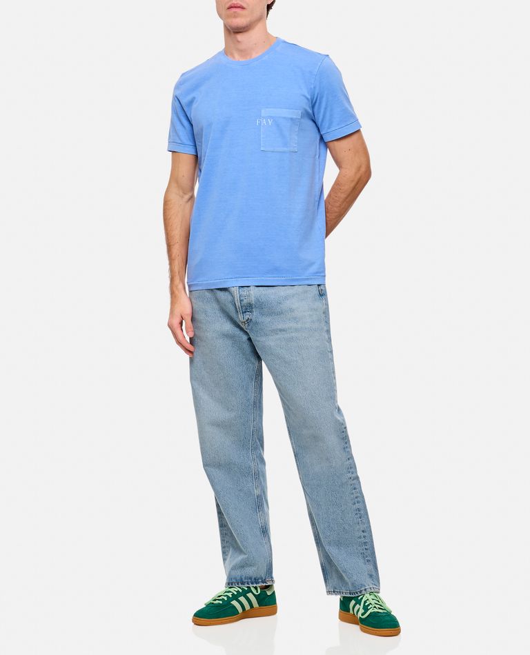 Fay T-shirt Jersey Satinata T-shirt In Sky Blue