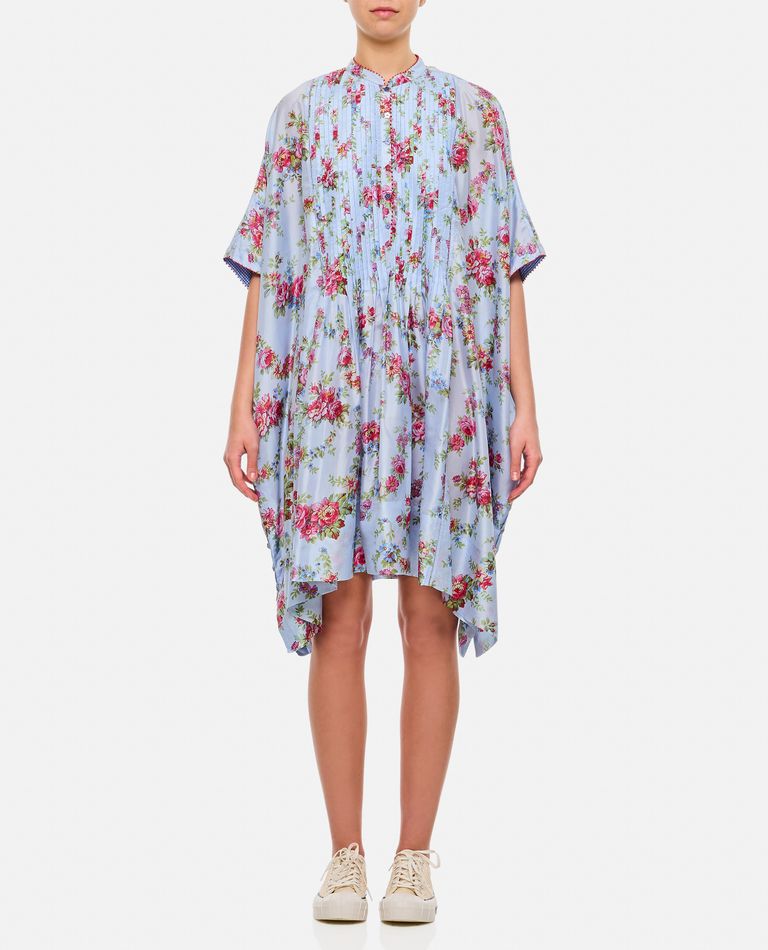 Péro Printed Silk Midi Dress In Multicolor