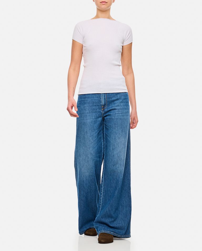 Sportmax Fitted Knitted Top With Short Sleeves In White