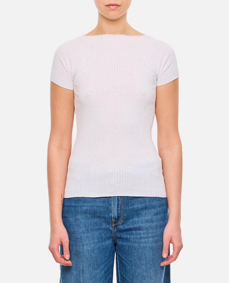 Sportmax Fitted Knitted Top With Short Sleeves In White