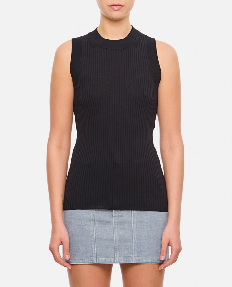 Sportmax Ribbed Knit Top With Crew Neckline In Black