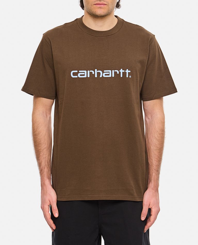 Carhartt Short Sleeves Script T-shirt In Brown