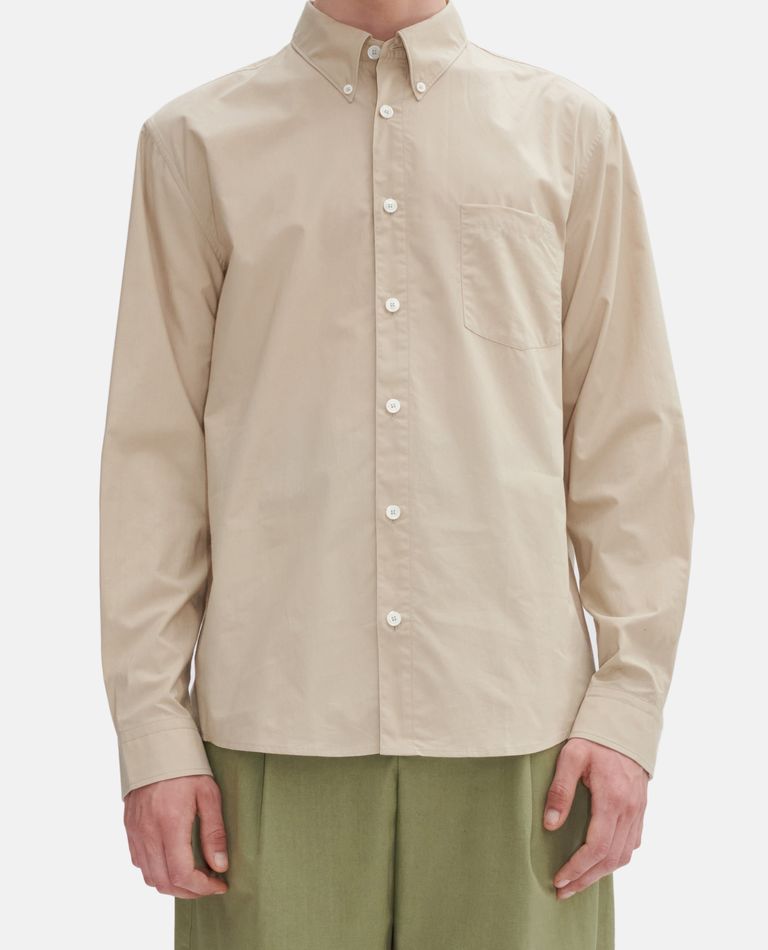 Apc A.p.c. Classic Button-down Shirt With Signature Chest Pocket In Beige