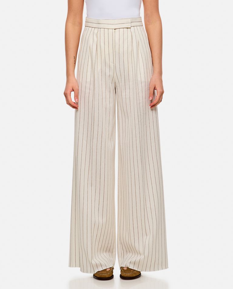Max Mara Clarion Pinstriped Straight-leg Pants In White