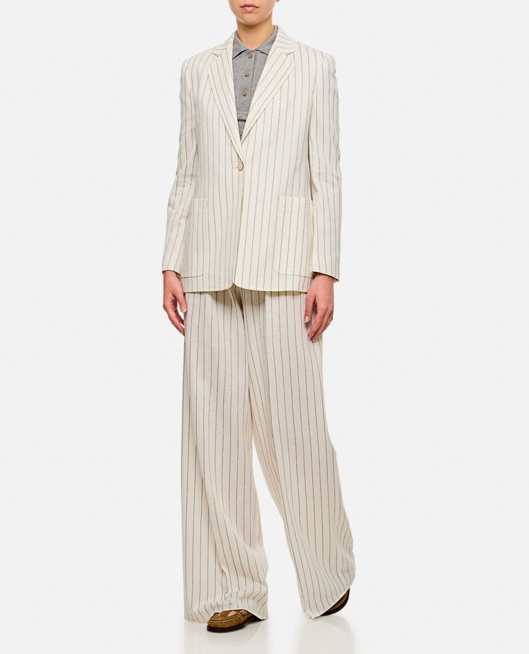 Max Mara Clarion Pinstriped Straight-leg Pants In White