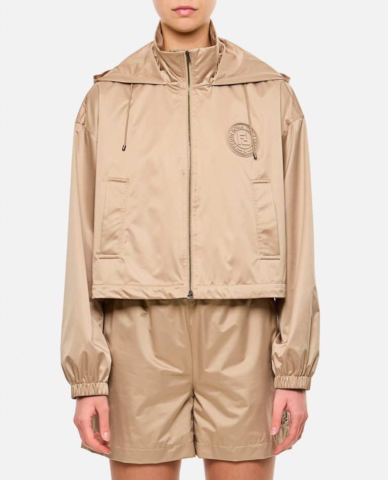 Shop Fendi K-way Jacket In Beige