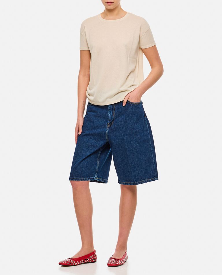 Hira Short Sleeve Ribbed Crew Neck Sweater In Neutral