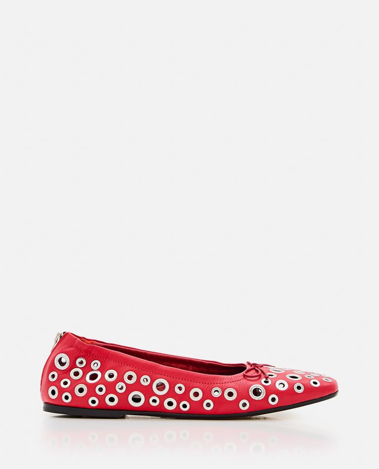 Golden Goose Amy Eyelet-embellished Nappa Ballerina Flats In Red