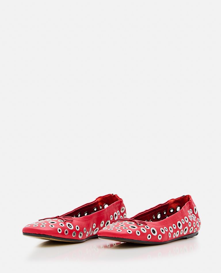 Golden Goose Amy Eyelet-embellished Nappa Ballerina Flats In Red
