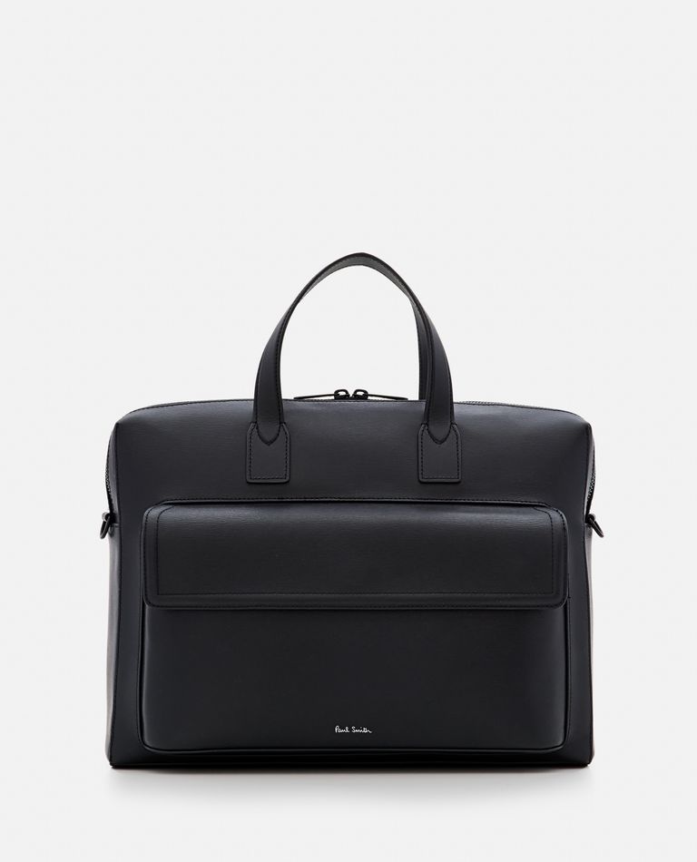 Paul Smith Black Leather Briefcase Bag In Black