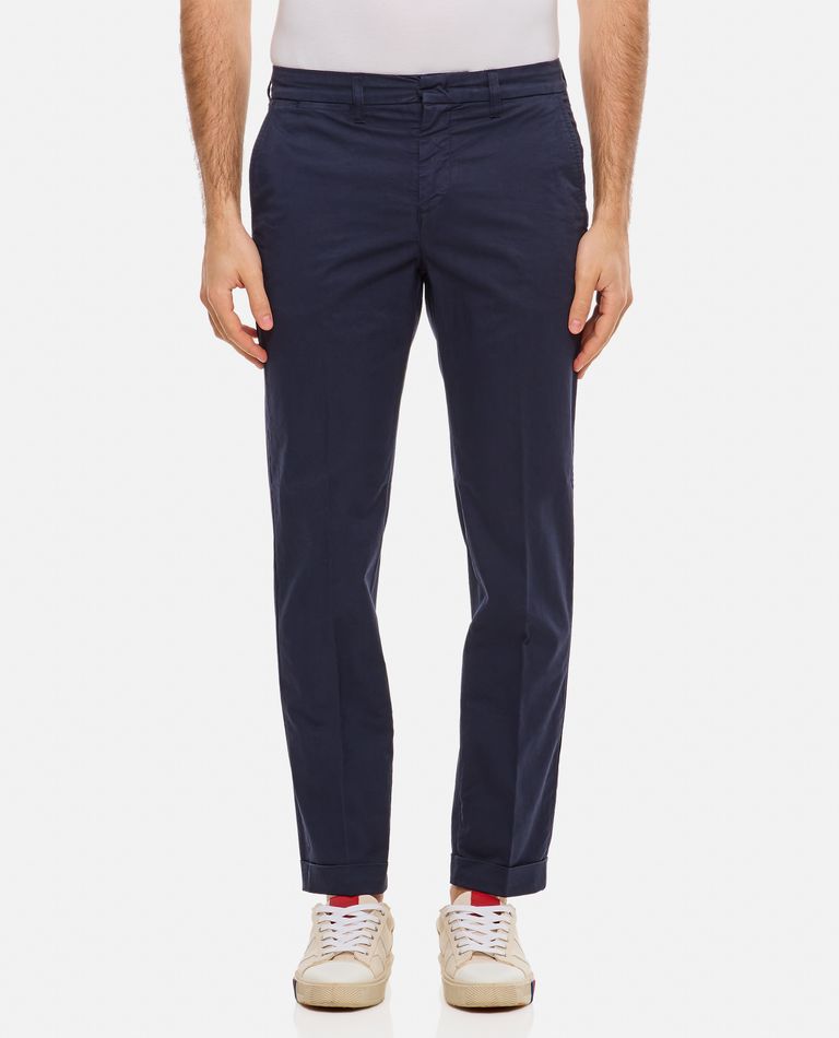 Fay Capri Pants In Cotton Gabardine In Blue