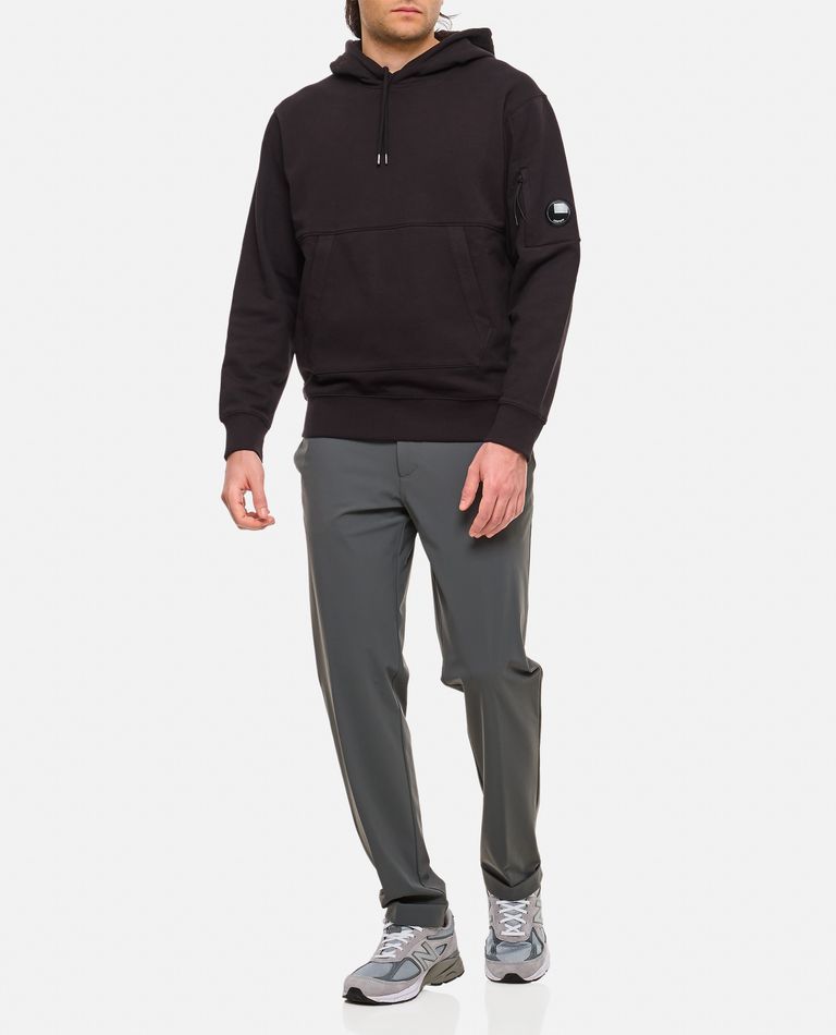 C.p. Company Diagonal Raised Fleece Hooded Sweatshirt In Black