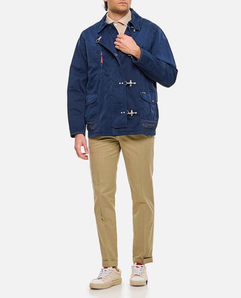 Fay Relaxed-fit Jacket With Button-up Front In Blue