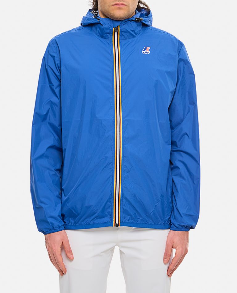 K-way Hooded Jacket With Adjustable Drawstring And Pockets In Blue
