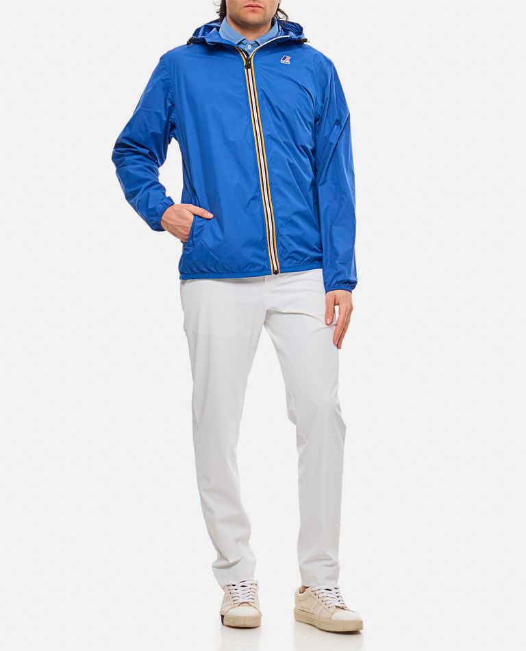 K-way Hooded Jacket With Adjustable Drawstring And Pockets In Blue