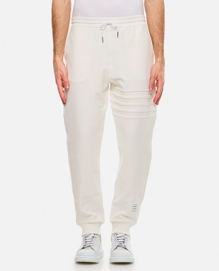Thom Browne White Cotton Sweatpants With 4 Stripes Men In White
