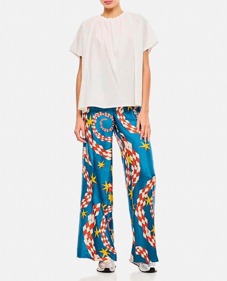 Alberto Biani Multicolor Spiral And Star Pattern Wide Pants In Blue