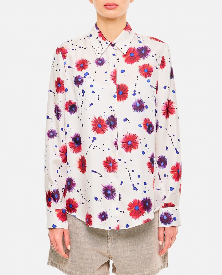 Gabriela Hearst Floral-print Front Button Blouse With Classic Collar In White