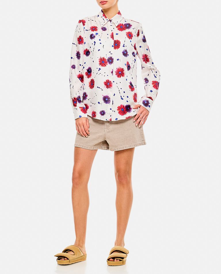Gabriela Hearst Floral-print Front Button Blouse With Classic Collar In White