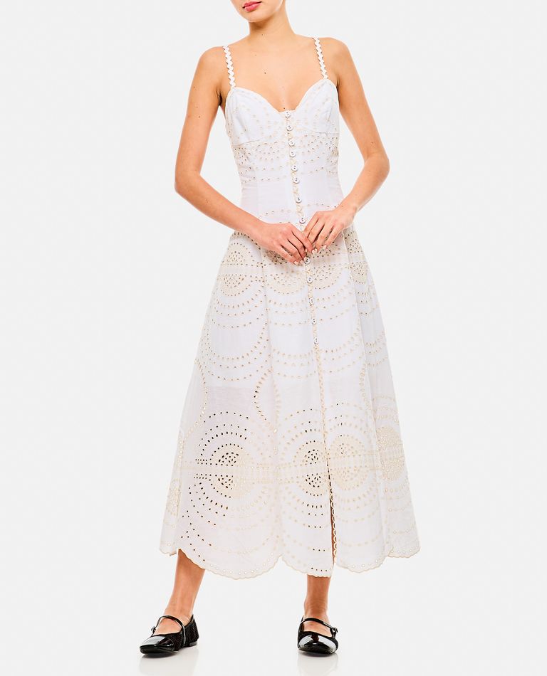 Charo Ruiz Catta Scalloped Broderie Anglaise Cotton-blend Midi Dress In White
