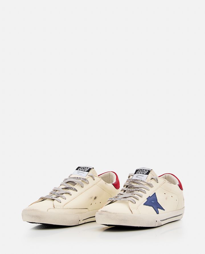 Golden Goose - SUPER-STAR CREAM SNEAKERS WITH BLUE STAR_2