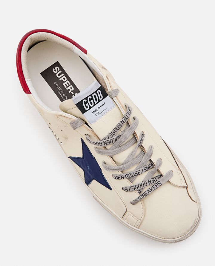 Golden Goose - SUPER-STAR CREAM SNEAKERS WITH BLUE STAR_4