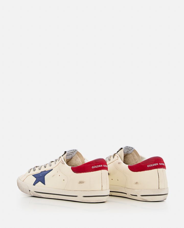 Golden Goose - SUPER-STAR CREAM SNEAKERS WITH BLUE STAR_3