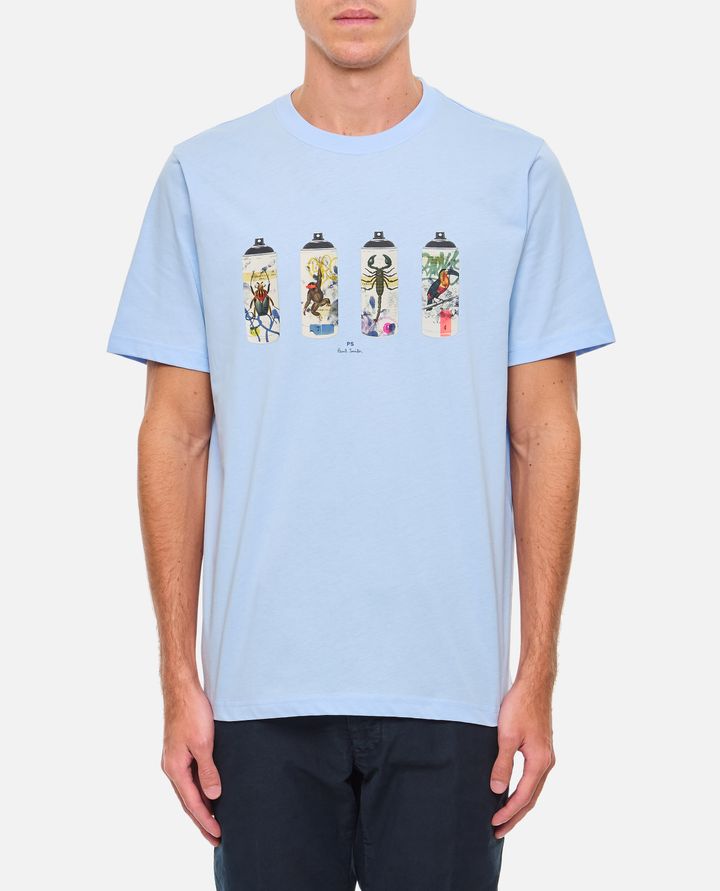 PS Paul Smith - LIGHT BLUE SPRAY CANS PRINT T-SHIRT_1