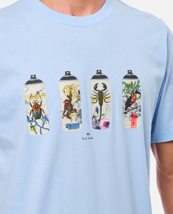 PS Paul Smith - LIGHT BLUE SPRAY CANS PRINT T-SHIRT_4