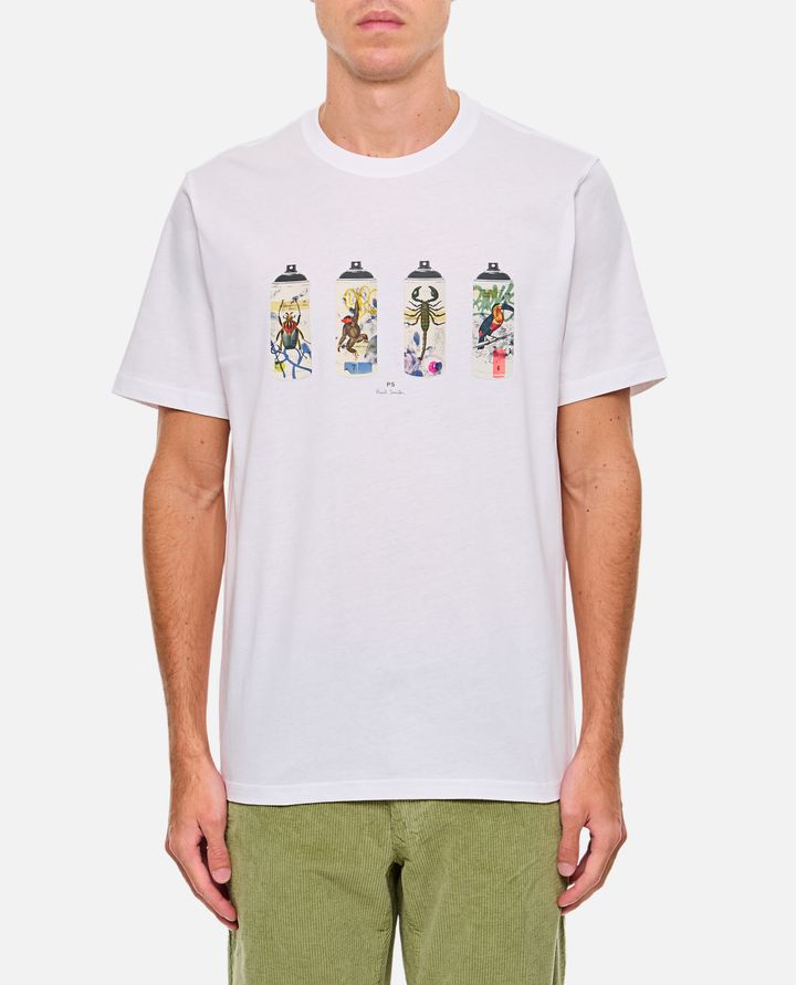 PS Paul Smith - WHITE SPRAY CANS PRINT T-SHIRT_1