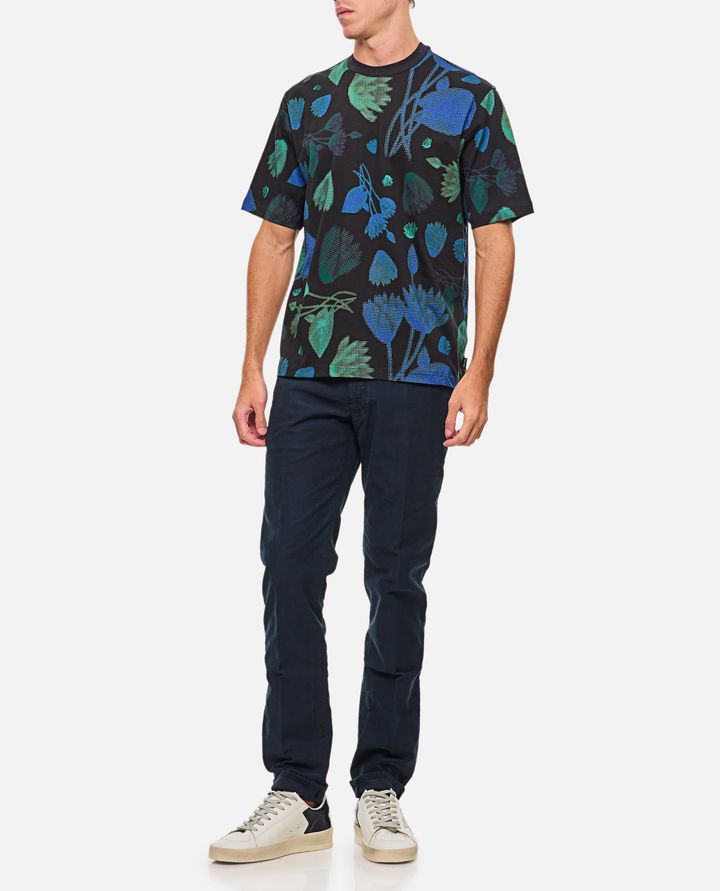 PS Paul Smith - BLACK HALF TONE FLORAL T-SHIRT WITH PIXELATED FLOWER PRINT_2