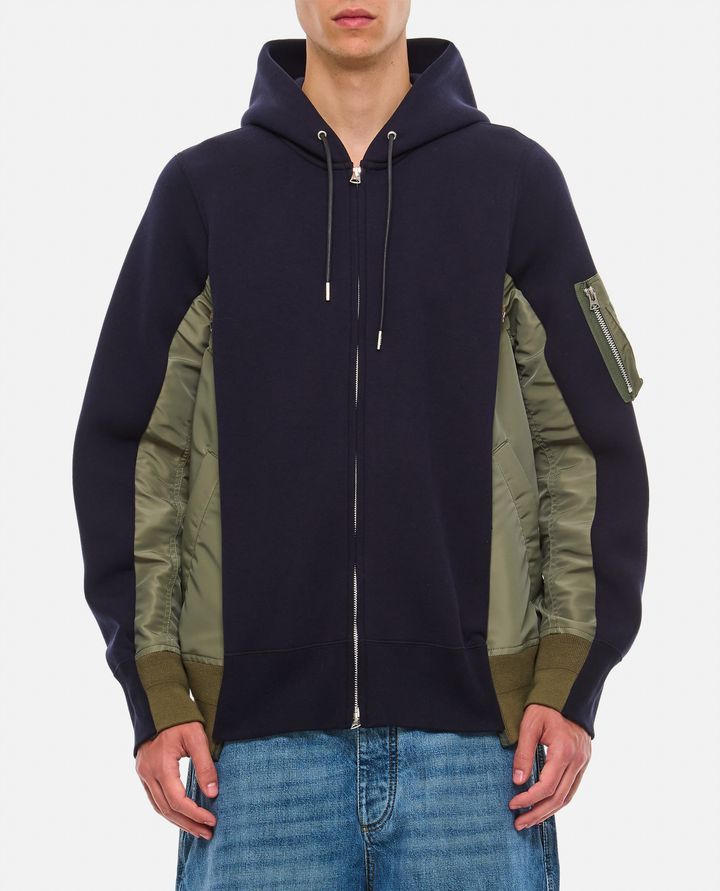 Sacai - FELPA CON CAPPUCCIO IN COTONE E NYLON_4