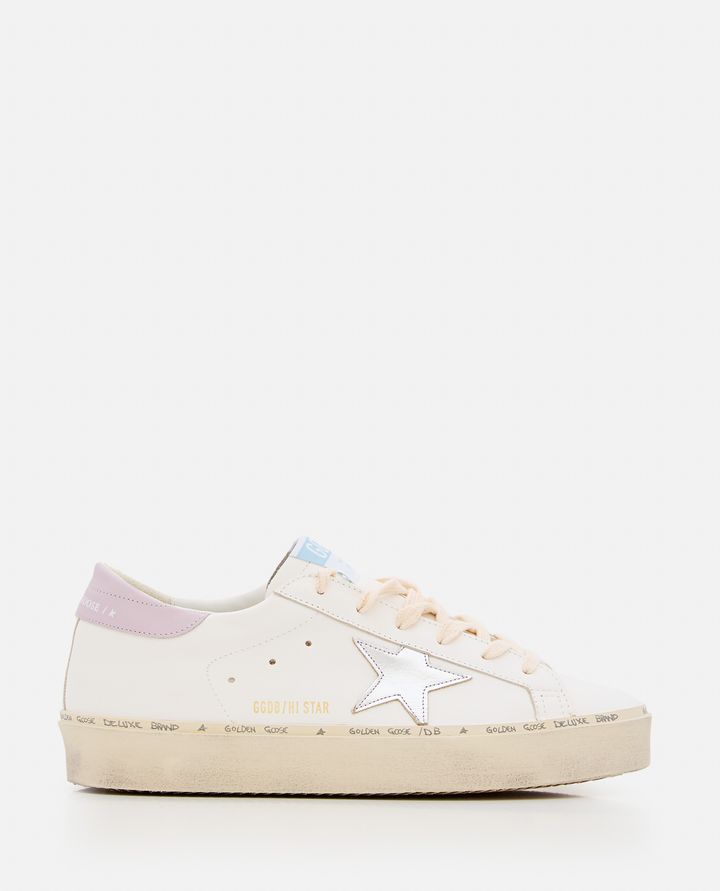 Golden Goose - HI STAR WHITE SNEAKERS WITH SILVER STAR_1