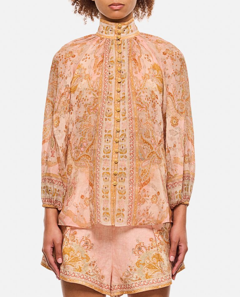 Tシャツ・カットソー Zimmermann SS25 ACACIA BILLOW BLOUSE Acacia Billow Blouse Cream/Pink Multi Online | Zimmermann