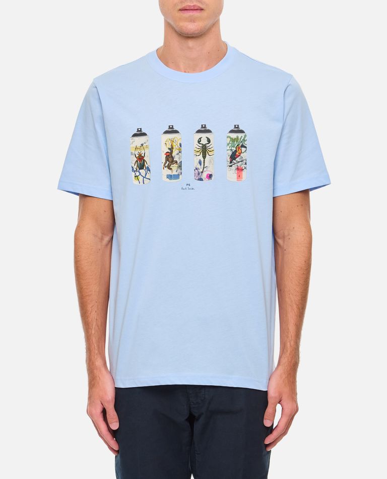 LIGHT BLUE SPRAY CANS PRINT T-SHIRT for Men - PS Paul Smith