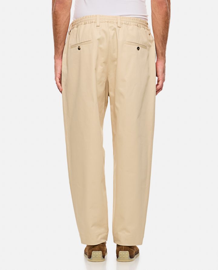 Marni - BEIGE ORGANIC GABARDINE TROUSERS WITH DRAWSTRING WAIST_3