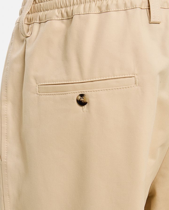 Marni - BEIGE ORGANIC GABARDINE TROUSERS WITH DRAWSTRING WAIST_4