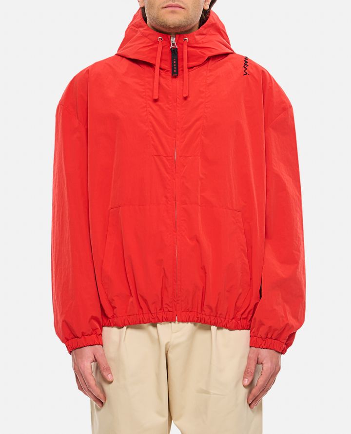 Marni - RED CRINKLED NYLON JACKET WITH HOOD_1