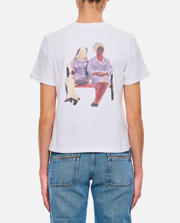 Tシャツ・カットソー JW ANDERSON Woman T-Shirt White JT0269PG1510 001 JW Anderson cotton t-shirt Anchor Embroidery Back Print PRM EU