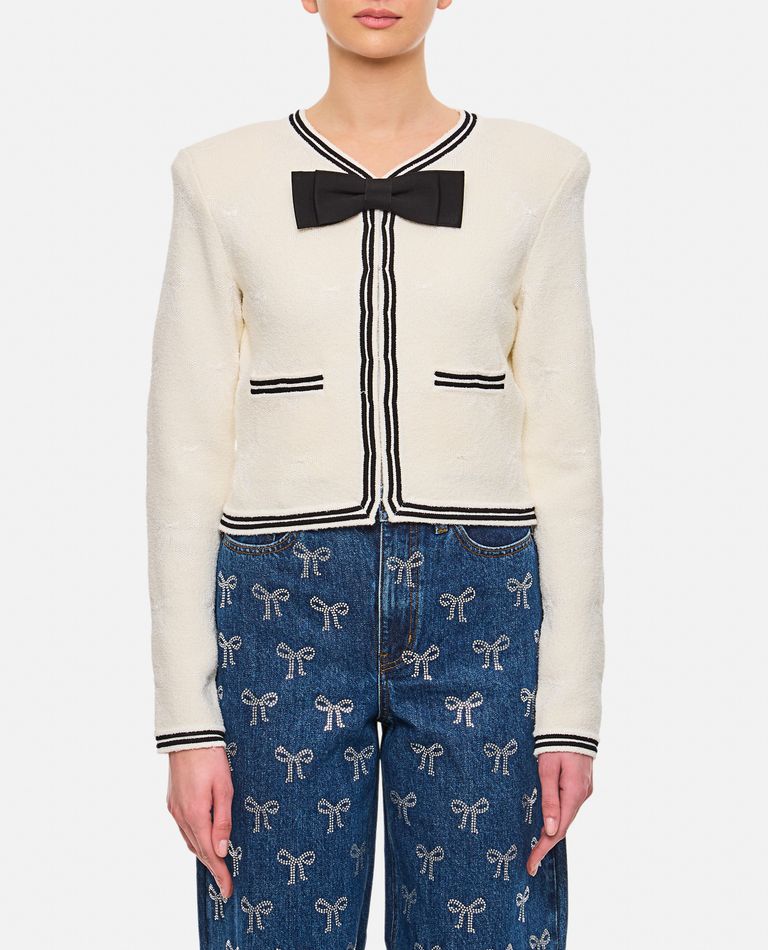 ジャケット SELF PORTRAIT JACQUARD CARDIGAN WITH BOW CREAM BOW JACQUARD CARDIGAN for Women - Self-Portrait sale